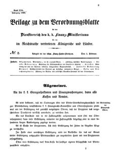 Verordnungsblatt für den Dienstbereich des K.K. Finanzministeriums für die im Reichsrate vertretenen Königreiche und Länder 18690203 Seite: 1