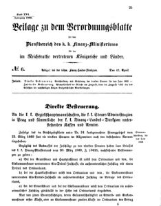 Verordnungsblatt für den Dienstbereich des K.K. Finanzministeriums für die im Reichsrate vertretenen Königreiche und Länder 18690410 Seite: 1