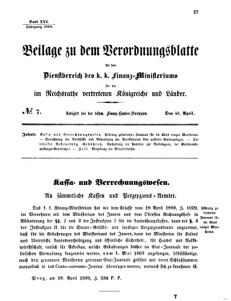 Verordnungsblatt für den Dienstbereich des K.K. Finanzministeriums für die im Reichsrate vertretenen Königreiche und Länder 18690430 Seite: 1