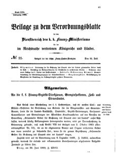 Verordnungsblatt für den Dienstbereich des K.K. Finanzministeriums für die im Reichsrate vertretenen Königreiche und Länder 18690722 Seite: 1