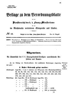 Verordnungsblatt für den Dienstbereich des K.K. Finanzministeriums für die im Reichsrate vertretenen Königreiche und Länder 18690830 Seite: 1