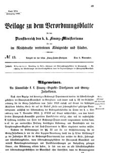 Verordnungsblatt für den Dienstbereich des K.K. Finanzministeriums für die im Reichsrate vertretenen Königreiche und Länder 18691102 Seite: 1