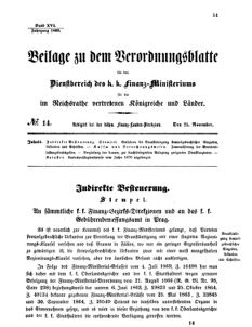 Verordnungsblatt für den Dienstbereich des K.K. Finanzministeriums für die im Reichsrate vertretenen Königreiche und Länder 18691123 Seite: 1