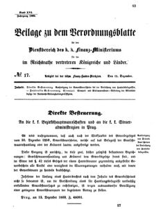 Verordnungsblatt für den Dienstbereich des K.K. Finanzministeriums für die im Reichsrate vertretenen Königreiche und Länder 18691215 Seite: 1