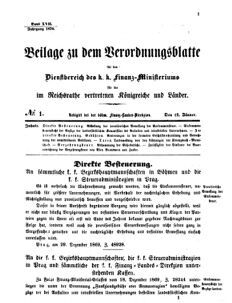 Verordnungsblatt für den Dienstbereich des K.K. Finanzministeriums für die im Reichsrate vertretenen Königreiche und Länder 18700112 Seite: 1