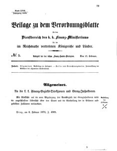 Verordnungsblatt für den Dienstbereich des K.K. Finanzministeriums für die im Reichsrate vertretenen Königreiche und Länder 18700212 Seite: 1