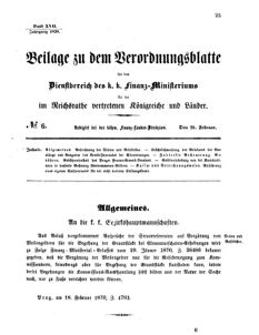 Verordnungsblatt für den Dienstbereich des K.K. Finanzministeriums für die im Reichsrate vertretenen Königreiche und Länder