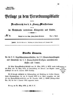 Verordnungsblatt für den Dienstbereich des K.K. Finanzministeriums für die im Reichsrate vertretenen Königreiche und Länder 18700401 Seite: 1