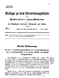 Verordnungsblatt für den Dienstbereich des K.K. Finanzministeriums für die im Reichsrate vertretenen Königreiche und Länder 18710109 Seite: 1