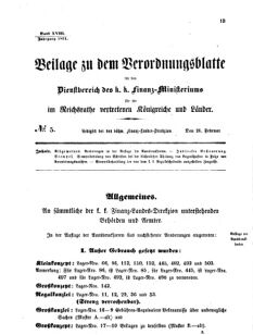 Verordnungsblatt für den Dienstbereich des K.K. Finanzministeriums für die im Reichsrate vertretenen Königreiche und Länder 18710224 Seite: 1