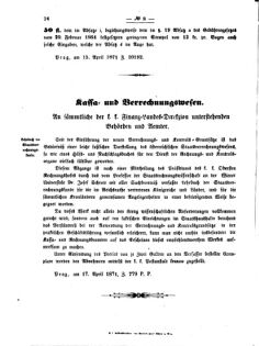 Verordnungsblatt für den Dienstbereich des K.K. Finanzministeriums für die im Reichsrate vertretenen Königreiche und Länder 18710422 Seite: 4