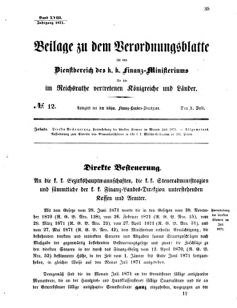 Verordnungsblatt für den Dienstbereich des K.K. Finanzministeriums für die im Reichsrate vertretenen Königreiche und Länder 18710701 Seite: 1