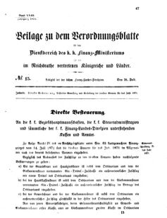 Verordnungsblatt für den Dienstbereich des K.K. Finanzministeriums für die im Reichsrate vertretenen Königreiche und Länder 18710726 Seite: 1