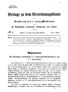 Verordnungsblatt für den Dienstbereich des K.K. Finanzministeriums für die im Reichsrate vertretenen Königreiche und Länder 18720318 Seite: 1