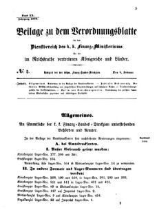 Verordnungsblatt für den Dienstbereich des K.K. Finanzministeriums für die im Reichsrate vertretenen Königreiche und Länder 18730208 Seite: 1