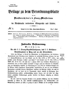 Verordnungsblatt für den Dienstbereich des K.K. Finanzministeriums für die im Reichsrate vertretenen Königreiche und Länder 18730707 Seite: 1