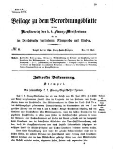 Verordnungsblatt für den Dienstbereich des K.K. Finanzministeriums für die im Reichsrate vertretenen Königreiche und Länder 18730712 Seite: 1