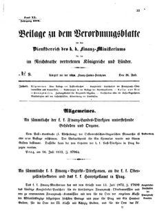 Verordnungsblatt für den Dienstbereich des K.K. Finanzministeriums für die im Reichsrate vertretenen Königreiche und Länder 18730726 Seite: 1