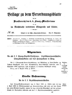 Verordnungsblatt für den Dienstbereich des K.K. Finanzministeriums für die im Reichsrate vertretenen Königreiche und Länder 18730917 Seite: 1