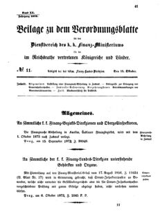 Verordnungsblatt für den Dienstbereich des K.K. Finanzministeriums für die im Reichsrate vertretenen Königreiche und Länder 18731013 Seite: 1