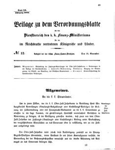 Verordnungsblatt für den Dienstbereich des K.K. Finanzministeriums für die im Reichsrate vertretenen Königreiche und Länder 18731118 Seite: 1