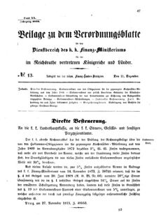 Verordnungsblatt für den Dienstbereich des K.K. Finanzministeriums für die im Reichsrate vertretenen Königreiche und Länder 18731211 Seite: 1