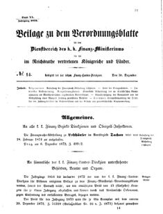 Verordnungsblatt für den Dienstbereich des K.K. Finanzministeriums für die im Reichsrate vertretenen Königreiche und Länder 18731230 Seite: 1