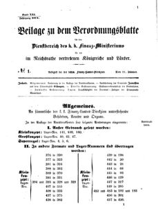 Verordnungsblatt für den Dienstbereich des K.K. Finanzministeriums für die im Reichsrate vertretenen Königreiche und Länder 18740117 Seite: 1