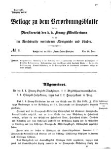 Verordnungsblatt für den Dienstbereich des K.K. Finanzministeriums für die im Reichsrate vertretenen Königreiche und Länder 18740618 Seite: 1