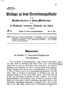 Verordnungsblatt für den Dienstbereich des K.K. Finanzministeriums für die im Reichsrate vertretenen Königreiche und Länder 18740731 Seite: 1