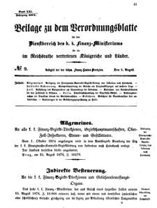 Verordnungsblatt für den Dienstbereich des K.K. Finanzministeriums für die im Reichsrate vertretenen Königreiche und Länder 18740805 Seite: 1