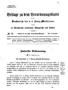 Verordnungsblatt für den Dienstbereich des K.K. Finanzministeriums für die im Reichsrate vertretenen Königreiche und Länder 18741203 Seite: 1