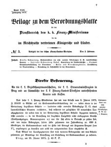 Verordnungsblatt für den Dienstbereich des K.K. Finanzministeriums für die im Reichsrate vertretenen Königreiche und Länder 18750203 Seite: 1