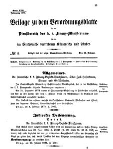 Verordnungsblatt für den Dienstbereich des K.K. Finanzministeriums für die im Reichsrate vertretenen Königreiche und Länder 18750216 Seite: 1