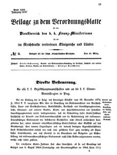 Verordnungsblatt für den Dienstbereich des K.K. Finanzministeriums für die im Reichsrate vertretenen Königreiche und Länder 18750324 Seite: 1