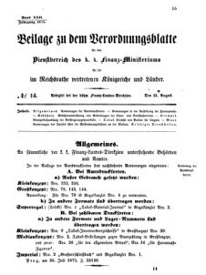 Verordnungsblatt für den Dienstbereich des K.K. Finanzministeriums für die im Reichsrate vertretenen Königreiche und Länder 18750824 Seite: 1