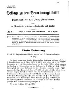 Verordnungsblatt für den Dienstbereich des K.K. Finanzministeriums für die im Reichsrate vertretenen Königreiche und Länder 18760229 Seite: 1