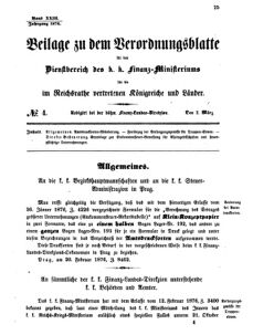 Verordnungsblatt für den Dienstbereich des K.K. Finanzministeriums für die im Reichsrate vertretenen Königreiche und Länder 18760303 Seite: 1