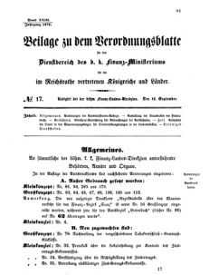 Verordnungsblatt für den Dienstbereich des K.K. Finanzministeriums für die im Reichsrate vertretenen Königreiche und Länder 18760916 Seite: 1