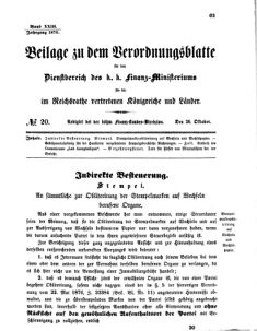 Verordnungsblatt für den Dienstbereich des K.K. Finanzministeriums für die im Reichsrate vertretenen Königreiche und Länder 18761026 Seite: 1