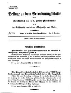 Verordnungsblatt für den Dienstbereich des K.K. Finanzministeriums für die im Reichsrate vertretenen Königreiche und Länder 18761215 Seite: 1