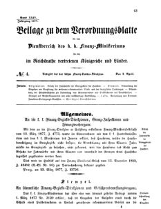 Verordnungsblatt für den Dienstbereich des K.K. Finanzministeriums für die im Reichsrate vertretenen Königreiche und Länder