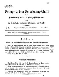 Verordnungsblatt für den Dienstbereich des K.K. Finanzministeriums für die im Reichsrate vertretenen Königreiche und Länder 18770602 Seite: 1