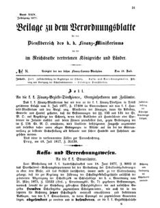 Verordnungsblatt für den Dienstbereich des K.K. Finanzministeriums für die im Reichsrate vertretenen Königreiche und Länder 18770718 Seite: 1