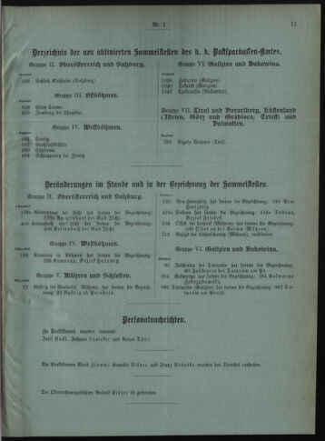 Verordnungsblatt des Postsparkassen-Amtes in Wien 19080102 Seite: 11