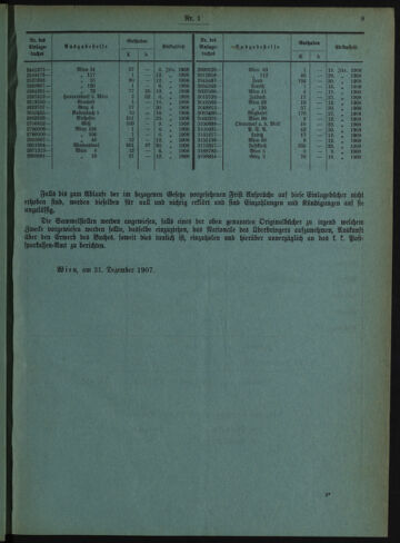 Verordnungsblatt des Postsparkassen-Amtes in Wien 19080102 Seite: 9