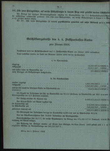 Verordnungsblatt des Postsparkassen-Amtes in Wien 19080201 Seite: 2