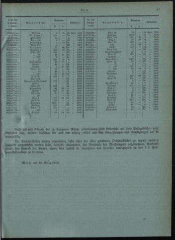 Verordnungsblatt des Postsparkassen-Amtes in Wien 19080401 Seite: 7