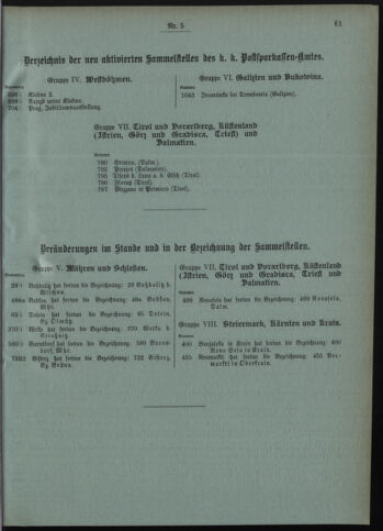 Verordnungsblatt des Postsparkassen-Amtes in Wien 19080501 Seite: 9