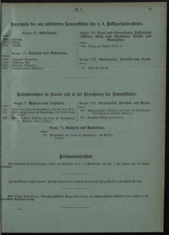 Verordnungsblatt des Postsparkassen-Amtes in Wien 19080801 Seite: 9